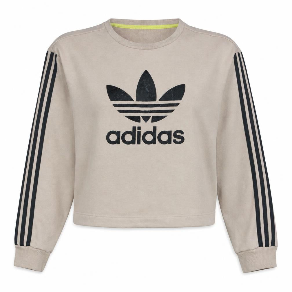 Adidas Women Beige Crew Neck Pullover Sweatshirt UK 14