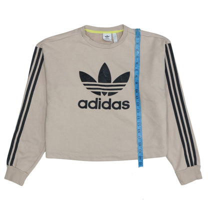 Adidas Women Beige Crew Neck Pullover Sweatshirt UK 14