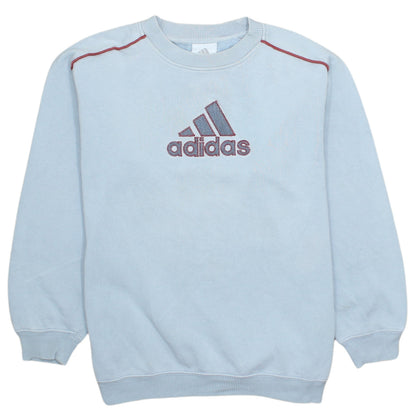 adidas Boys Blue Pullover Sweatshirt 14-15 Years Embroidered Logo Fleece
