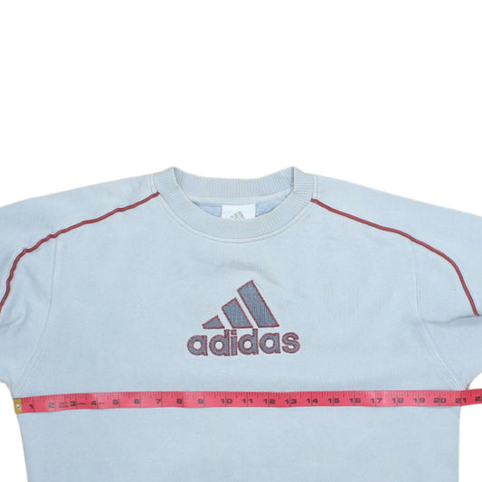 adidas Boys Blue Pullover Sweatshirt 14-15 Years Embroidered Logo Fleece