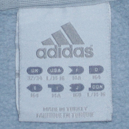 adidas Boys Blue Pullover Sweatshirt 14-15 Years Embroidered Logo Fleece