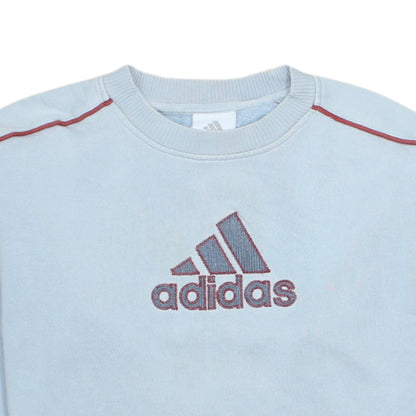adidas Boys Blue Pullover Sweatshirt 14-15 Years Embroidered Logo Fleece