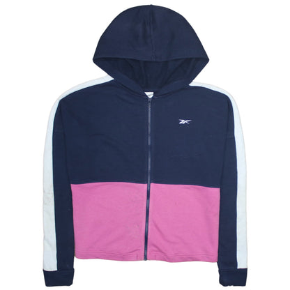 Reebok Womens Navy Pink Full Zip Hoodie Size M Colourblock Logo