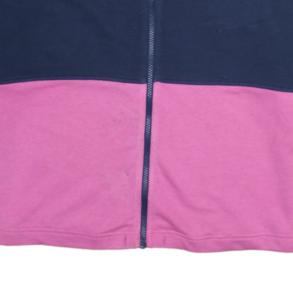 Reebok Womens Navy Pink Full Zip Hoodie Size M Colourblock Logo
