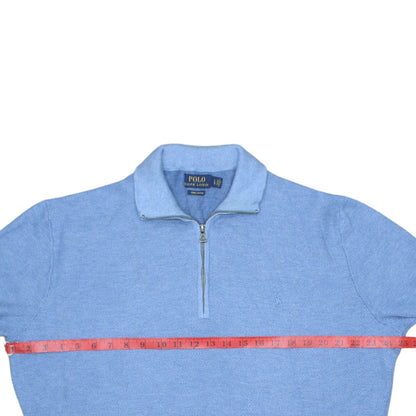 Polo Ralph Lauren Men's Blue Cotton Half Zip Jumper Size L