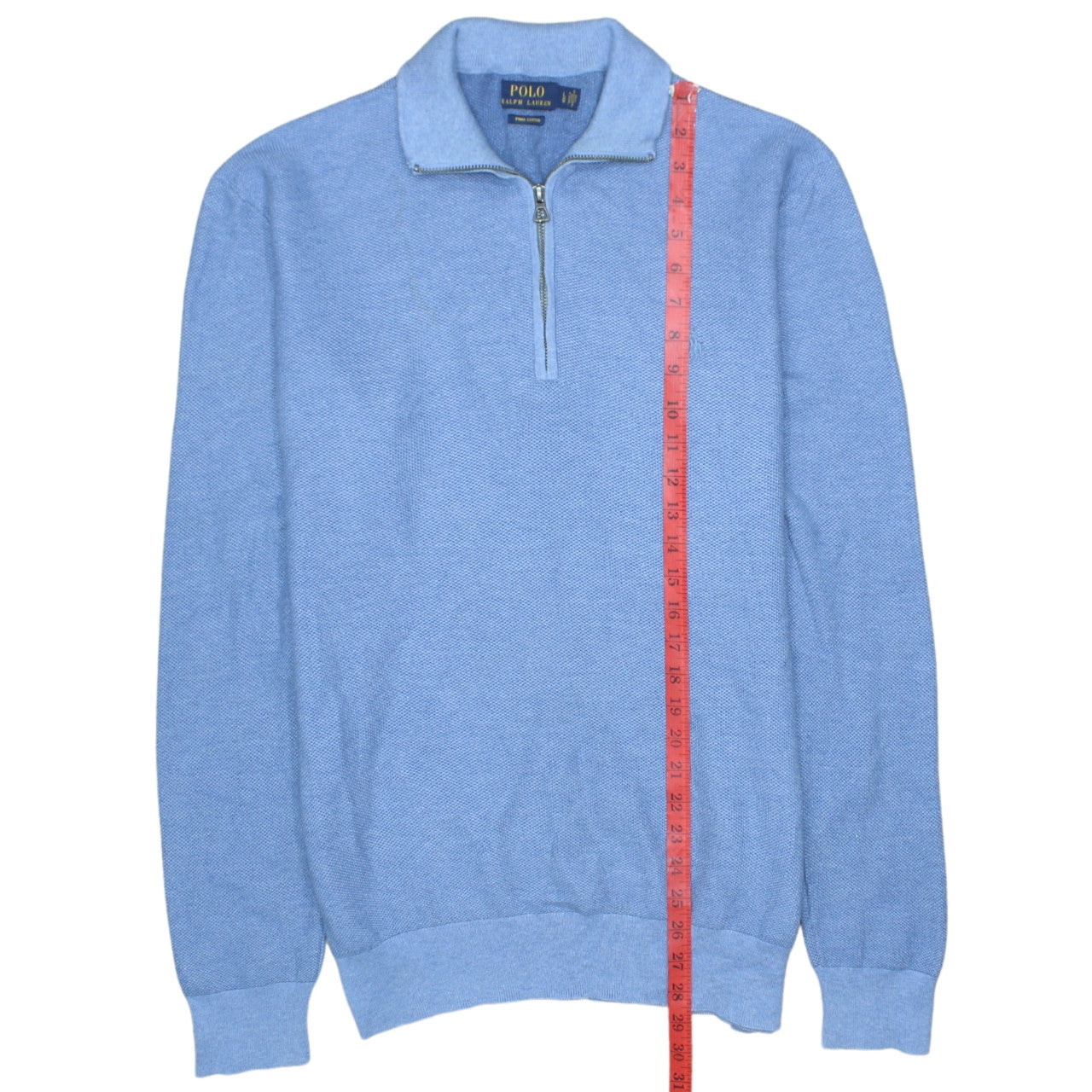 Polo Ralph Lauren Men's Blue Cotton Half Zip Jumper Size L