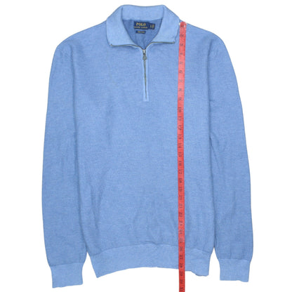 Polo Ralph Lauren Men's Blue Cotton Half Zip Jumper Size L