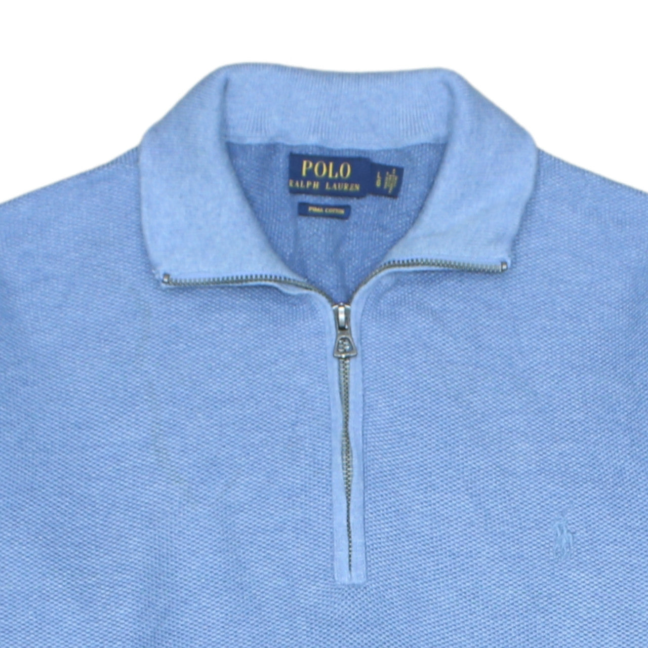 Polo Ralph Lauren Men's Blue Cotton Half Zip Jumper Size L
