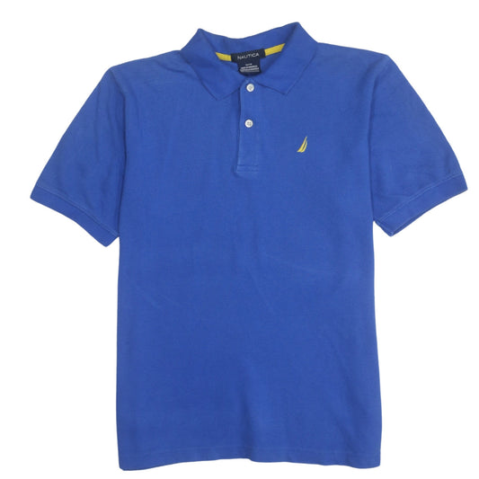 Additional front view of Nautica Blue Cotton Polo Shirt Teens 14 Regular Fit Short Sleeve