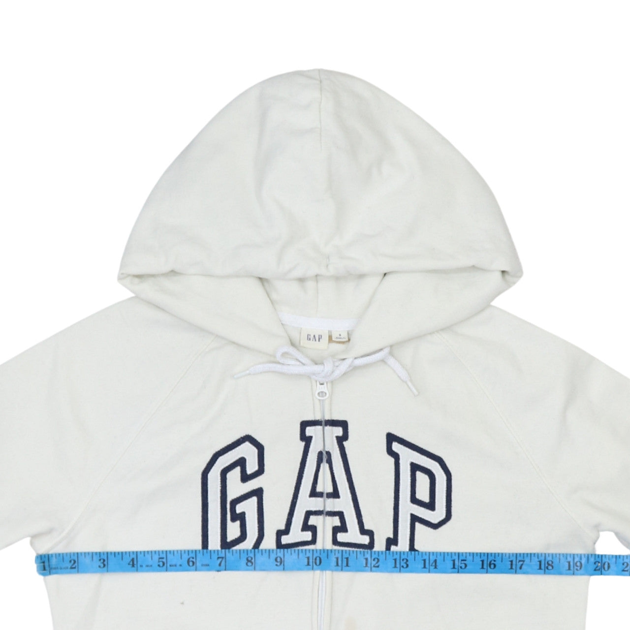 GAP Women White Small Full Zip Hoodie Cotton Blend Logo Casual