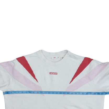 Levi's Women White Red Colourblock Pullover Sweatshirt L