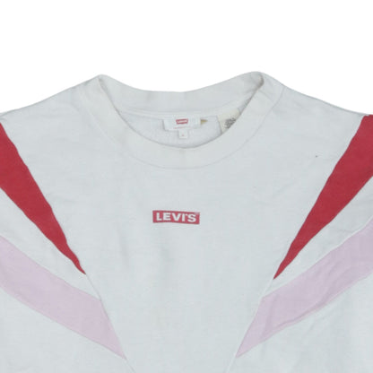 Levi's Women White Red Colourblock Pullover Sweatshirt L
