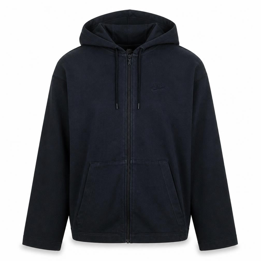 Nike Womens Black Full Zip Hoodie Sweatshirt Size L Cotton Casual