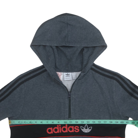 Adidas Boys Grey 15-16 Years Pullover Hoodie 1/4 Zip Fleece Sweatshirt