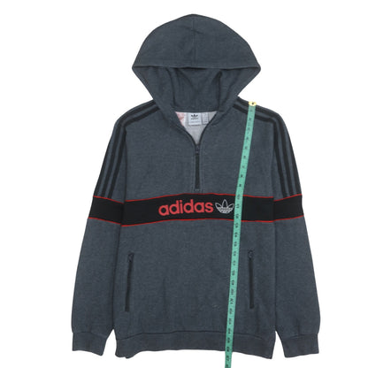 Adidas Boys Grey 15-16 Years Pullover Hoodie 1/4 Zip Fleece Sweatshirt