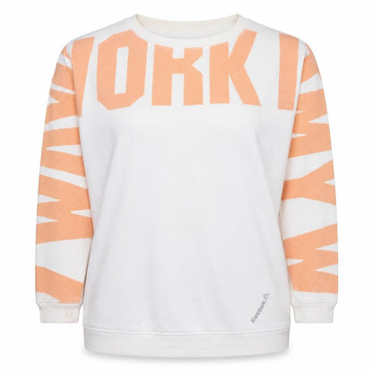 Reebok Womens White Orange Crew Neck Pullover Sweatshirt Size M