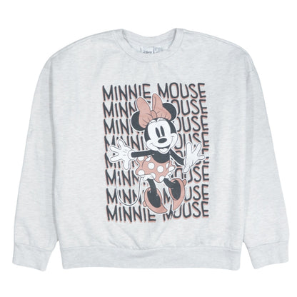 Disney Women Grey Minnie Mouse Sweatshirt L Relaxed Fit