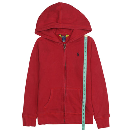 Ralph Lauren Boys Red Full Zip Hoodie Size 16 Years Cotton Blend Fleece