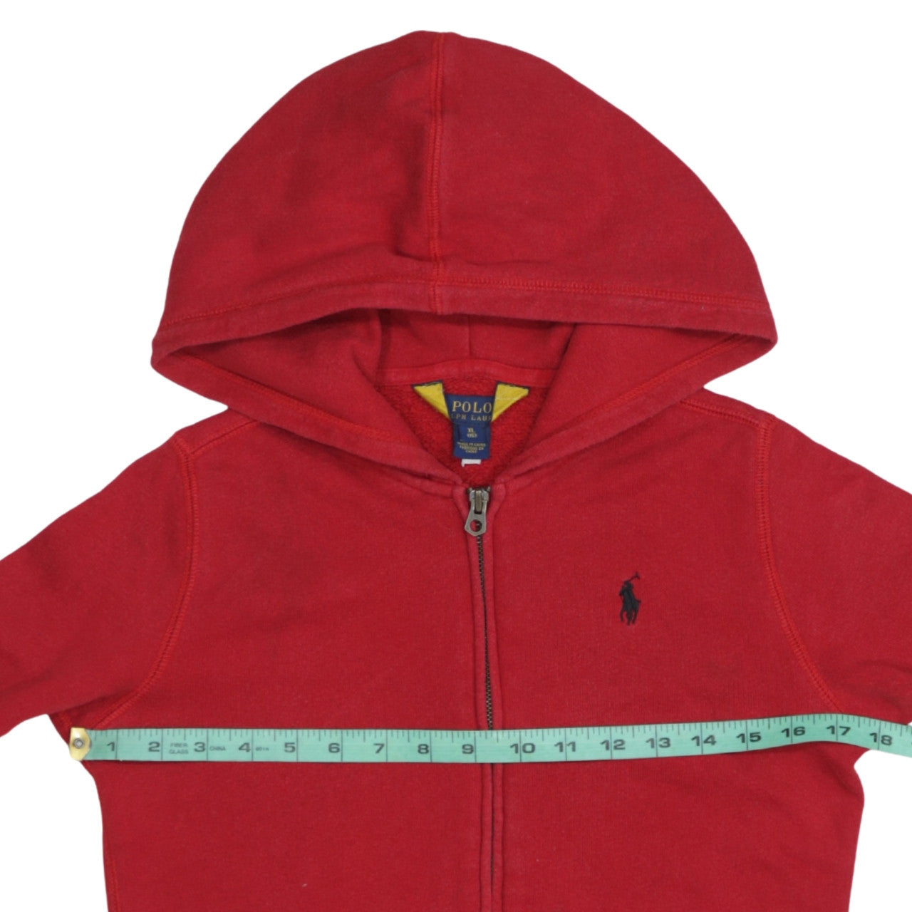 Ralph Lauren Boys Red Full Zip Hoodie Size 16 Years Cotton Blend Fleece