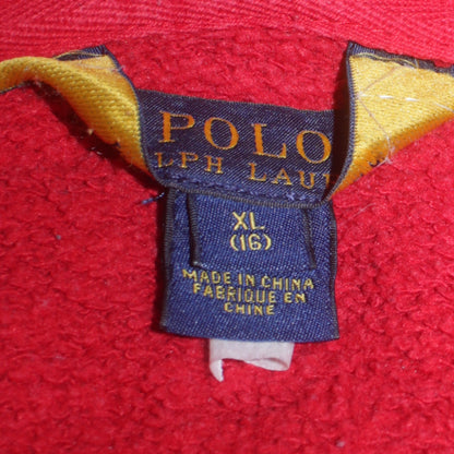 Ralph Lauren Boys Red Full Zip Hoodie Size 16 Years Cotton Blend Fleece