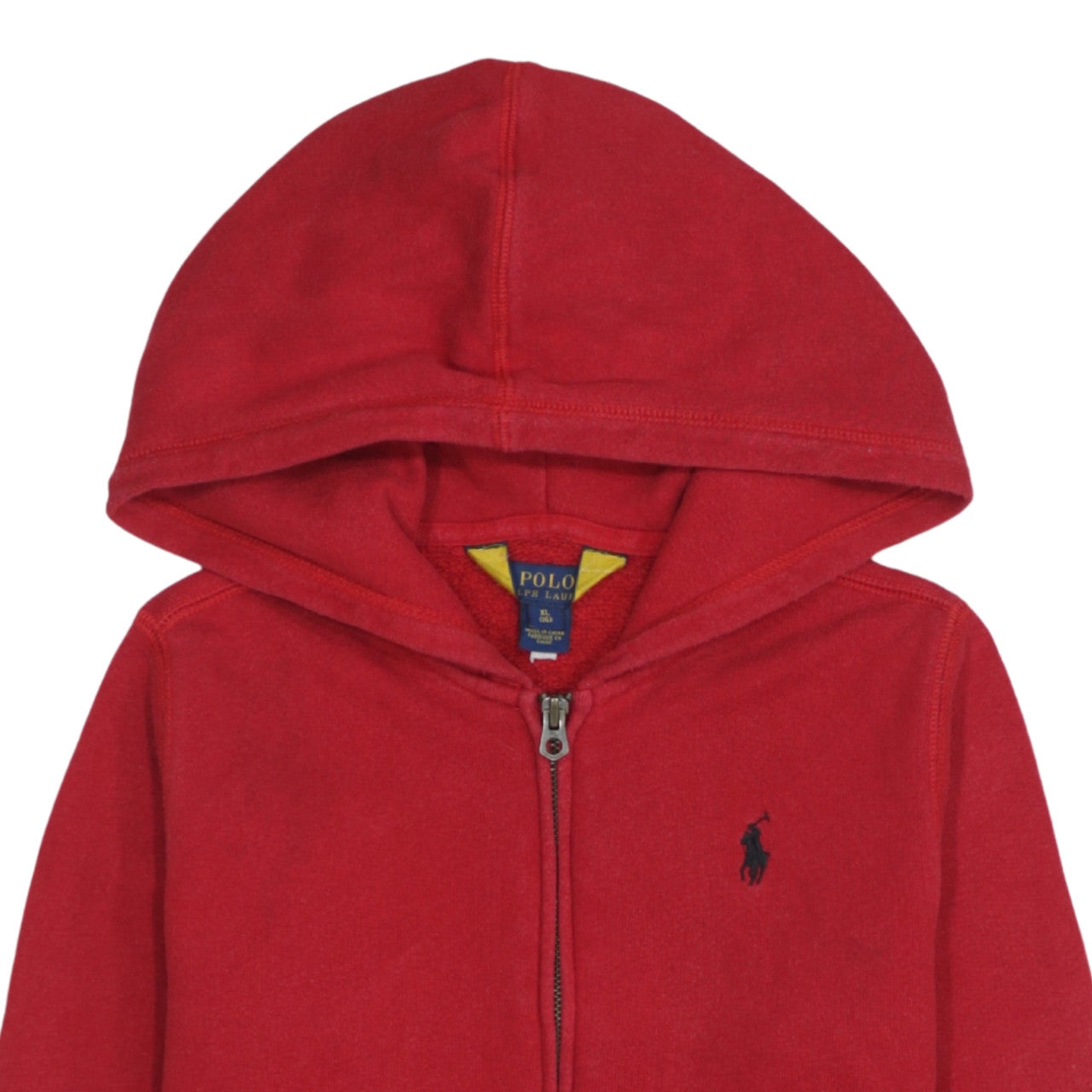 Ralph Lauren Boys Red Full Zip Hoodie Size 16 Years Cotton Blend Fleece