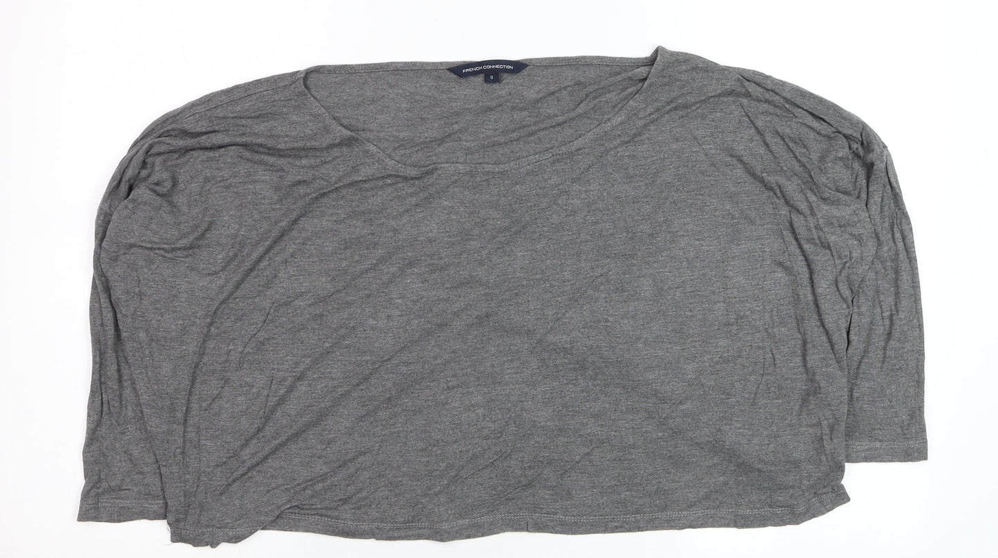 French Connection Women's Grey Relaxed 3/4 Sleeve Viscose T-Shirt Size S