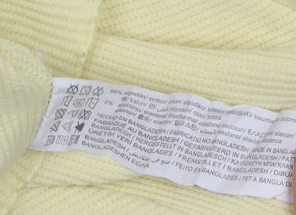 Pull & Bear Women’s Yellow Cropped Ribbed T-Shirt Size 12