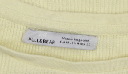 Pull & Bear Women’s Yellow Cropped Ribbed T-Shirt Size 12