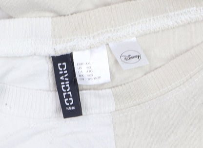 H&M Women Beige Mickey Mouse Graphic T-Shirt 4XL Relaxed Fit