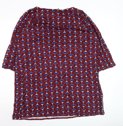 Marina Kaneva Womens Red Floral Tunic Blouse Size 18 Plus 3/4 Sleeve