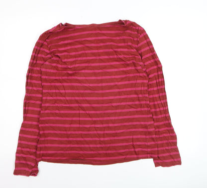 Seasalt Cornwall Women Red Striped Long Sleeve Cotton T-Shirt Size 12