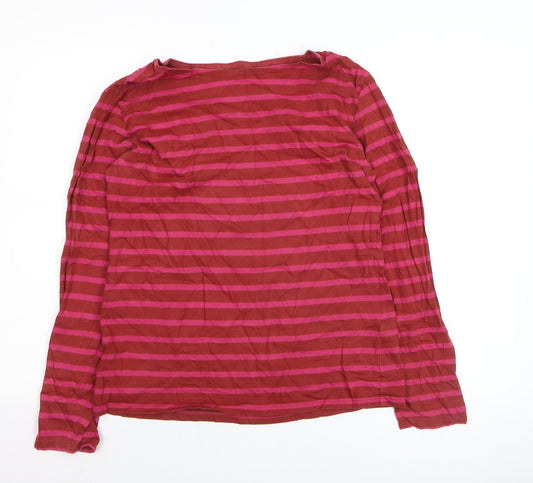 Seasalt Cornwall Women Red Striped Long Sleeve Cotton T-Shirt Size 12