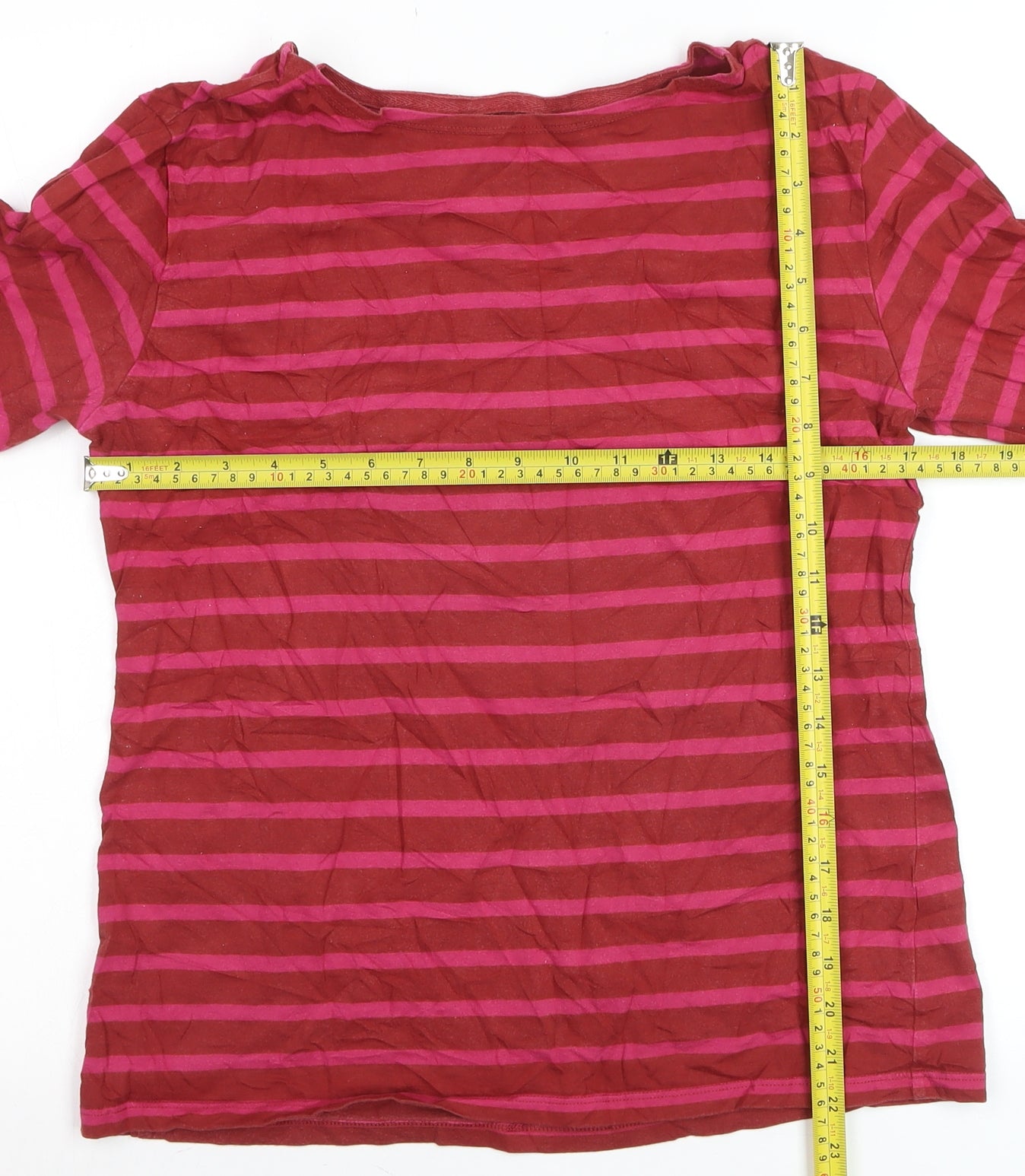 Seasalt Cornwall Women Red Striped Long Sleeve Cotton T-Shirt Size 12