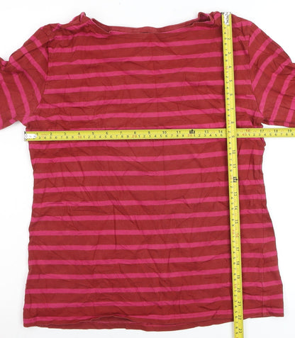 Seasalt Cornwall Women Red Striped Long Sleeve Cotton T-Shirt Size 12