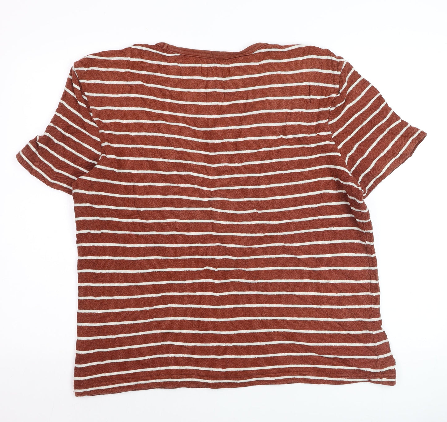 Marks and Spencer Womens Brown Striped Cotton T-Shirt Size L