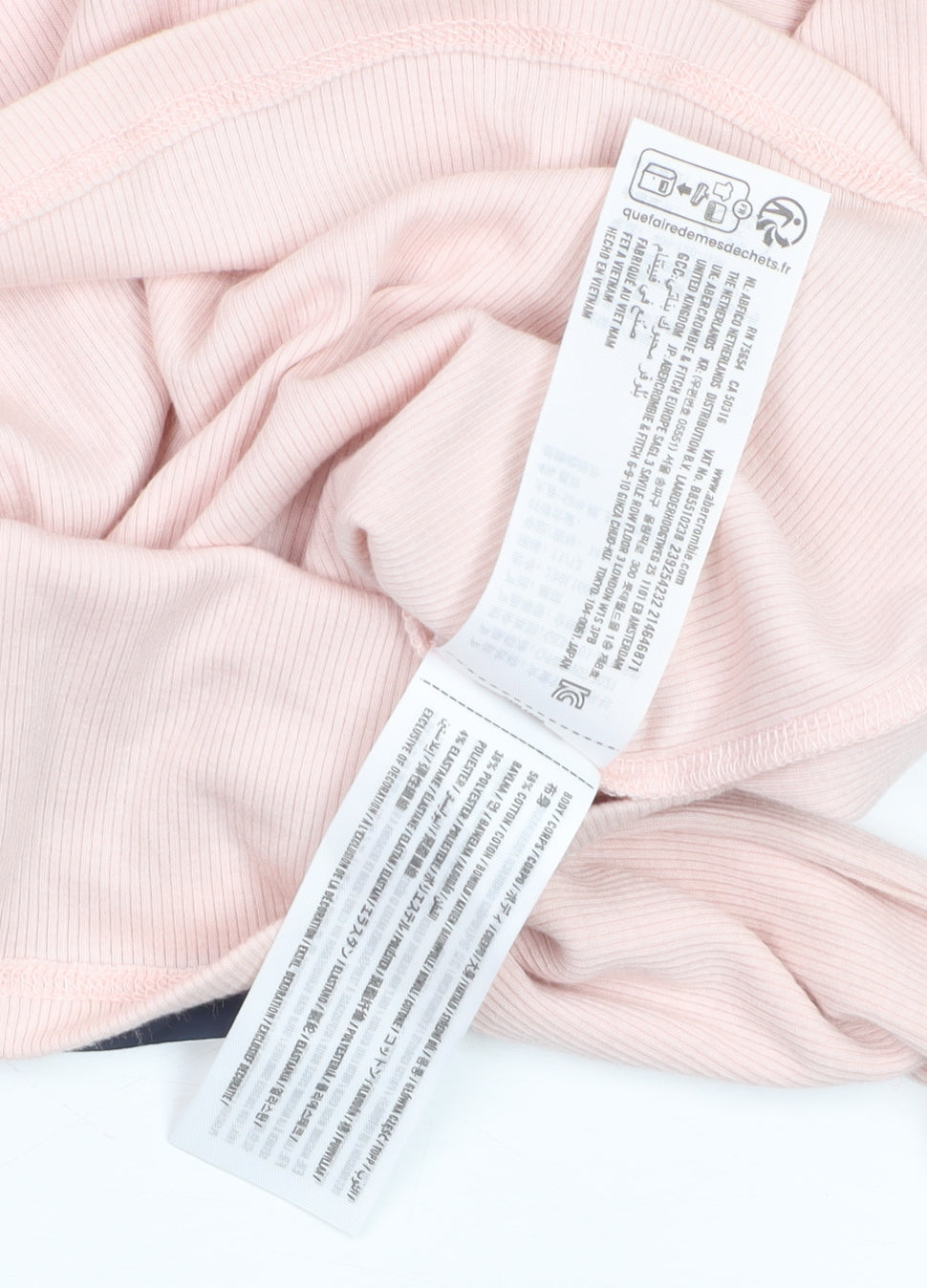 Abercrombie Kids Girls Light Pink Long Sleeve Lace Trim Ribbed Top Size 11-12