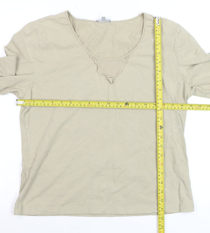 Marks and Spencer Per Una Women’s Beige Long Sleeve Cotton Top Size 18