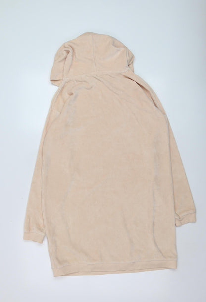 Jack Wills Womens Beige Pullover Hoodie UK 8 Velour Cotton Blend
