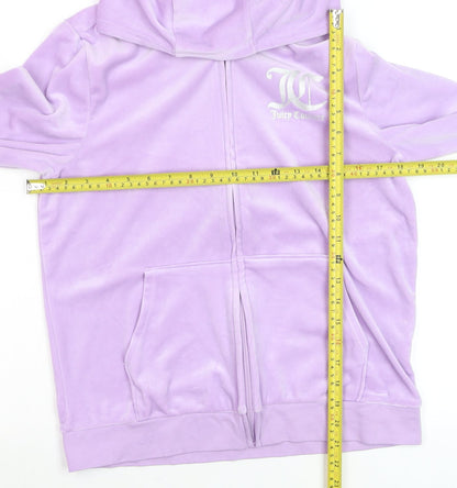 Juicy Couture Womens Lavender Velour Full Zip Hoodie Size 15/16