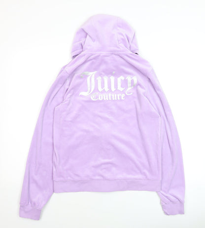 Juicy Couture Womens Lavender Velour Full Zip Hoodie Size 15/16