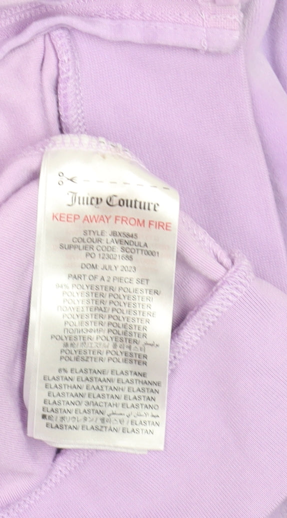 Juicy Couture Womens Lavender Velour Full Zip Hoodie Size 15/16