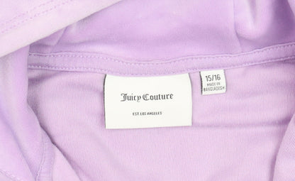 Juicy Couture Womens Lavender Velour Full Zip Hoodie Size 15/16
