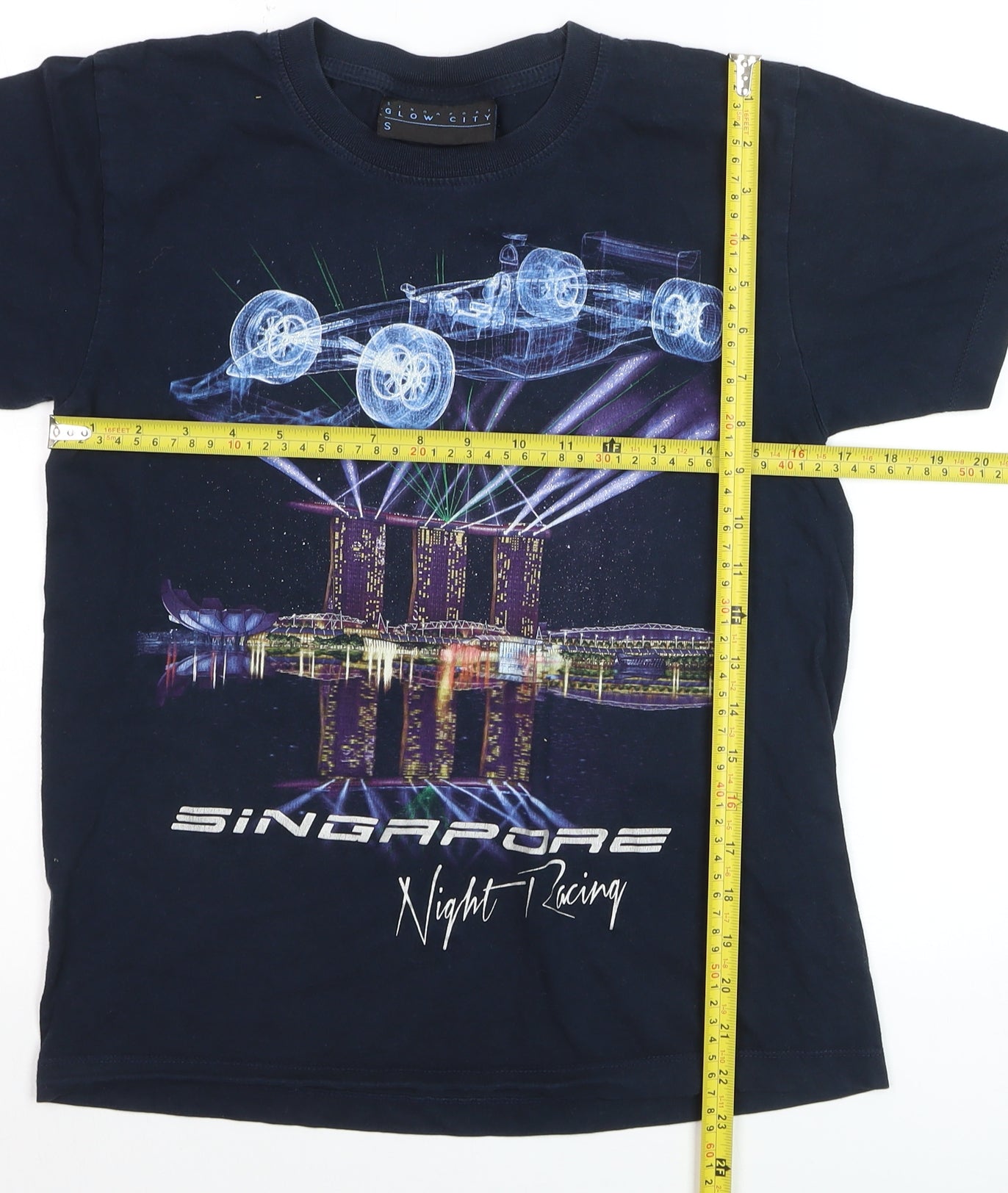 Glow City Boys Black Singapore Night Racing Graphic T-Shirt Size S