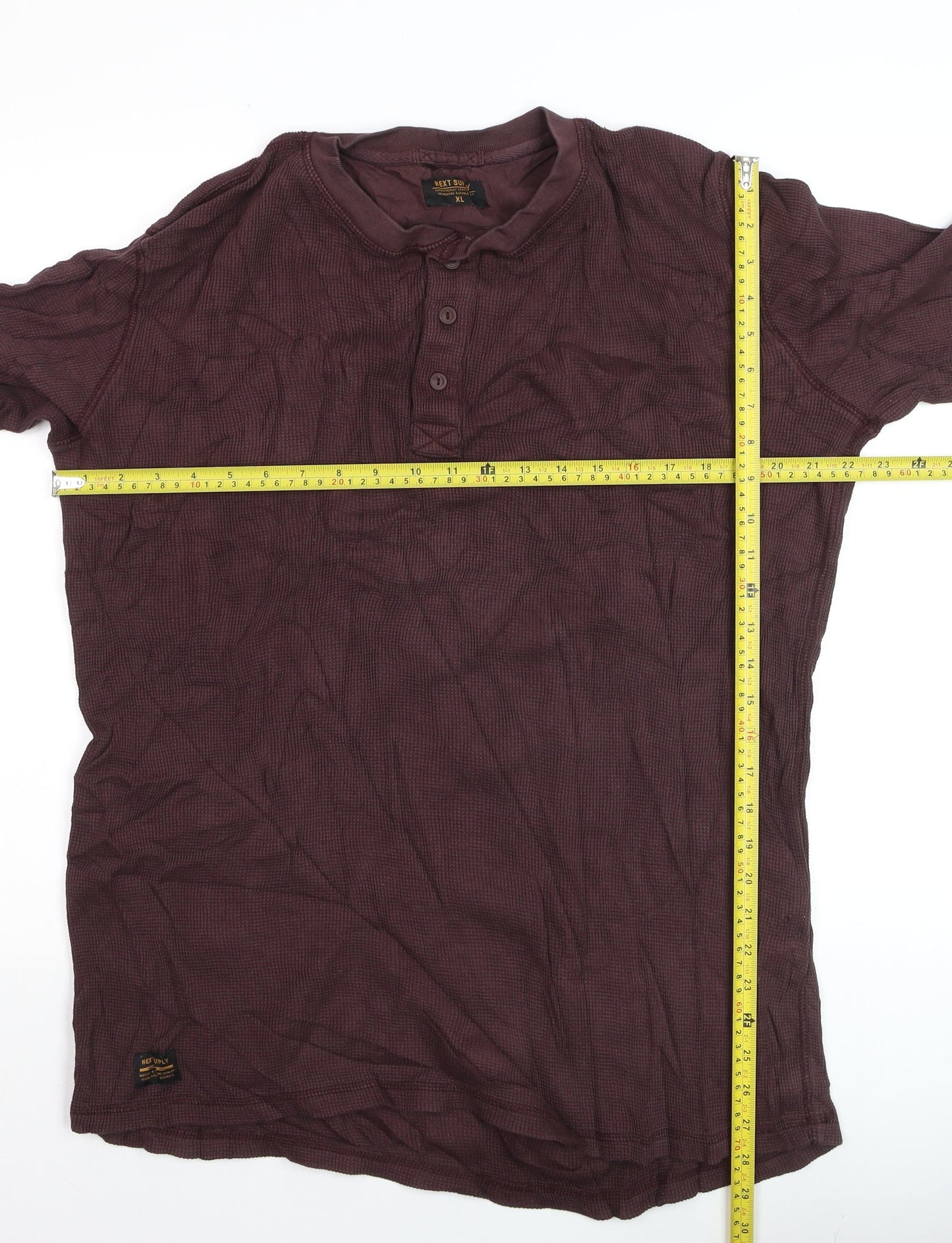 Next Men’s Brown XL Long Sleeve Henley Cotton Top