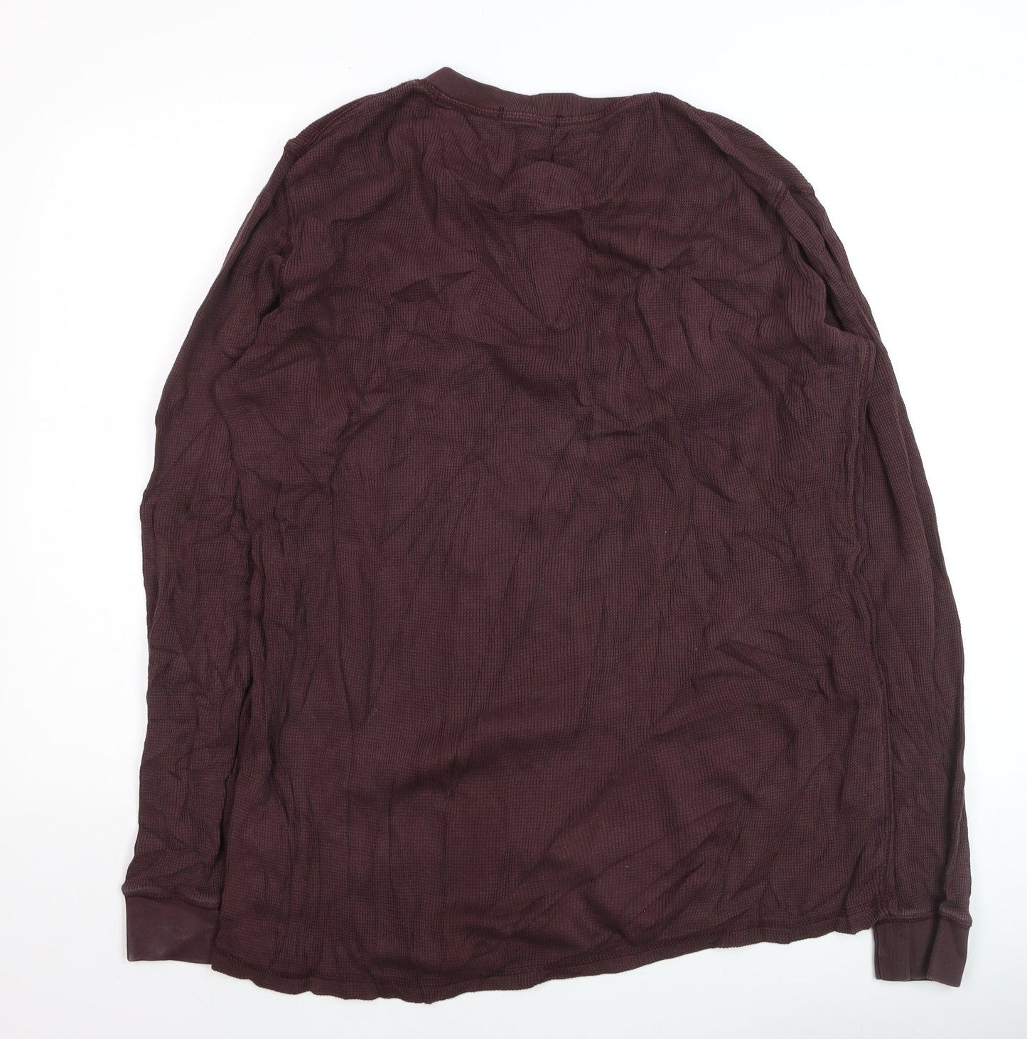 Next Men’s Brown XL Long Sleeve Henley Cotton Top