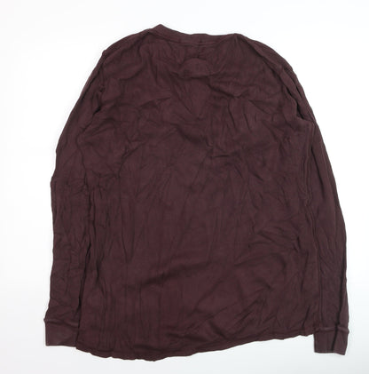 Next Men’s Brown XL Long Sleeve Henley Cotton Top