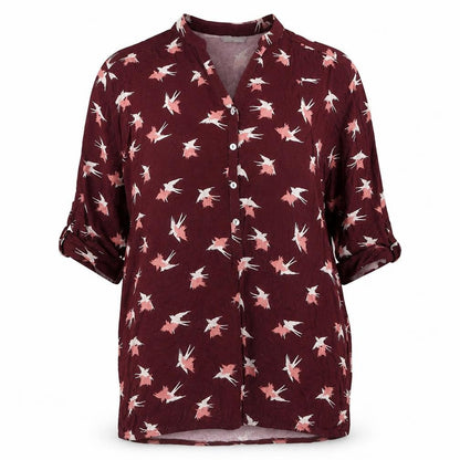 Marks & Spencer Women’s Red Bird Print Viscose Tunic Blouse UK 16