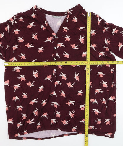 Marks and Spencer Women’s Red Bird Print Viscose Tunic Blouse UK 16