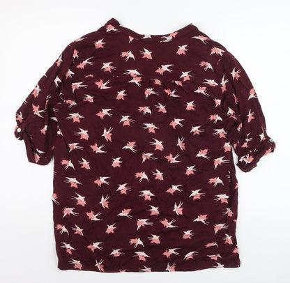 Marks and Spencer Women’s Red Bird Print Viscose Tunic Blouse UK 16