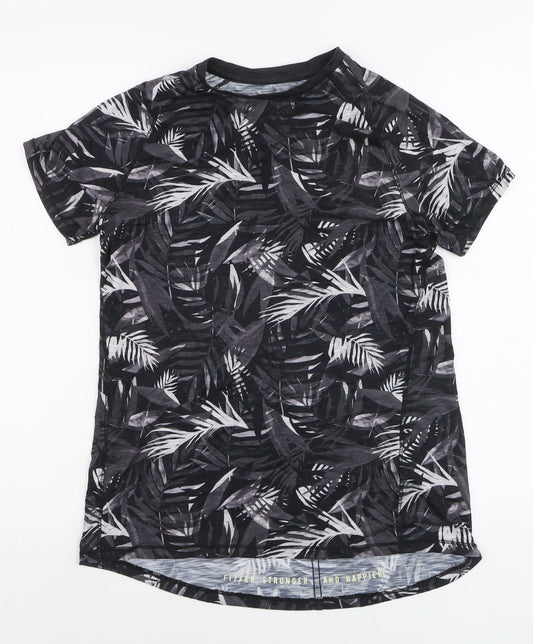 Next Women’s Black Tropical Print Short Sleeve T-Shirt Size S